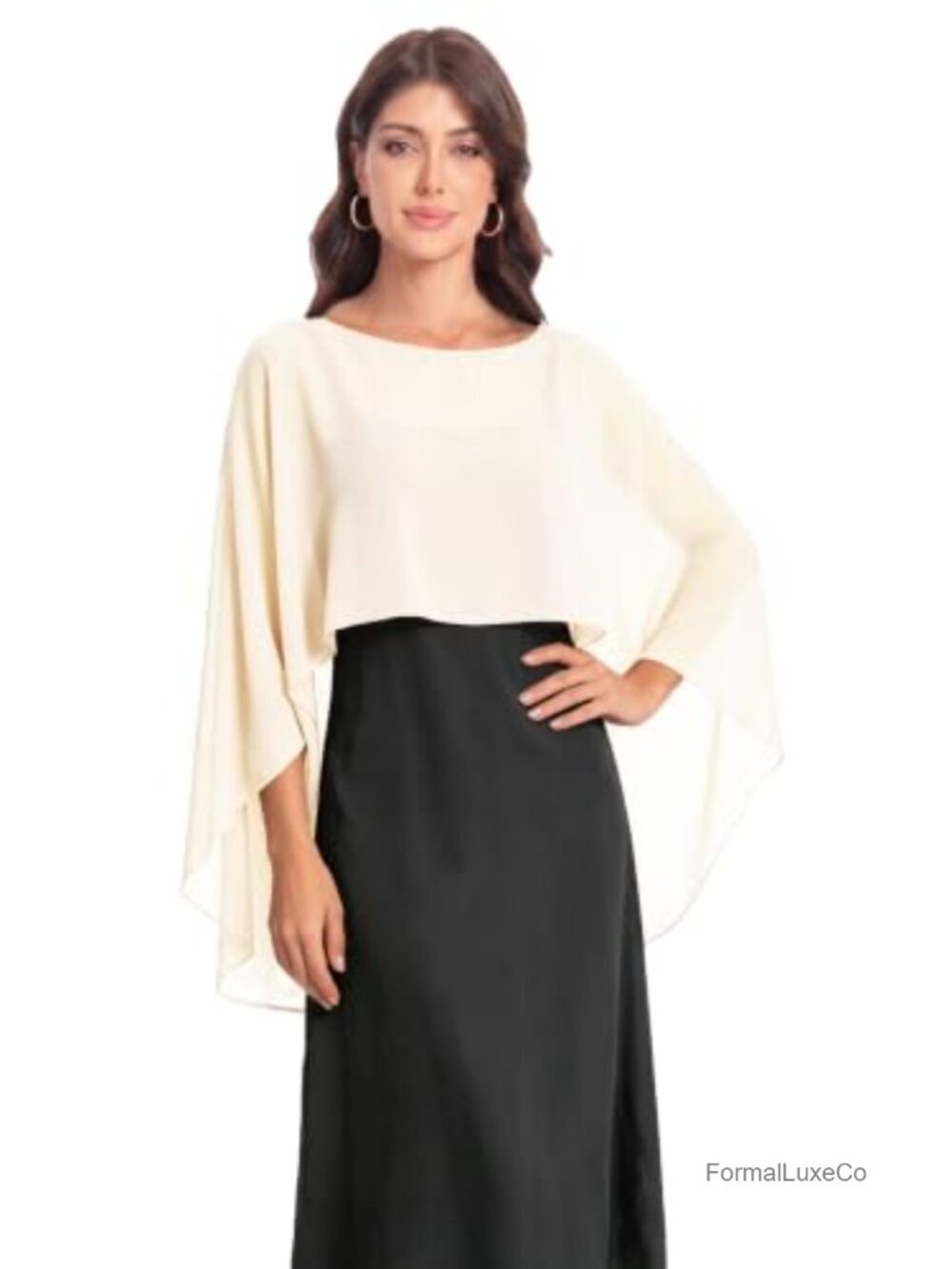 Women's Chiffon Cape Shawl Wrap for Evening Wedding Dress